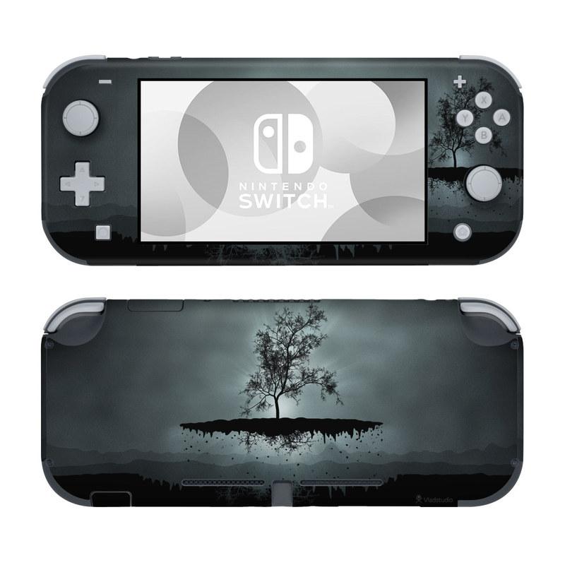 Nintendo Switch Lite Skin design of Reflection, Sky, Nature, Water, Black, Tree, Black-and-white, Monochrome photography, Natural landscape, Atmospheric phenomenon, with black, gray, blue colors