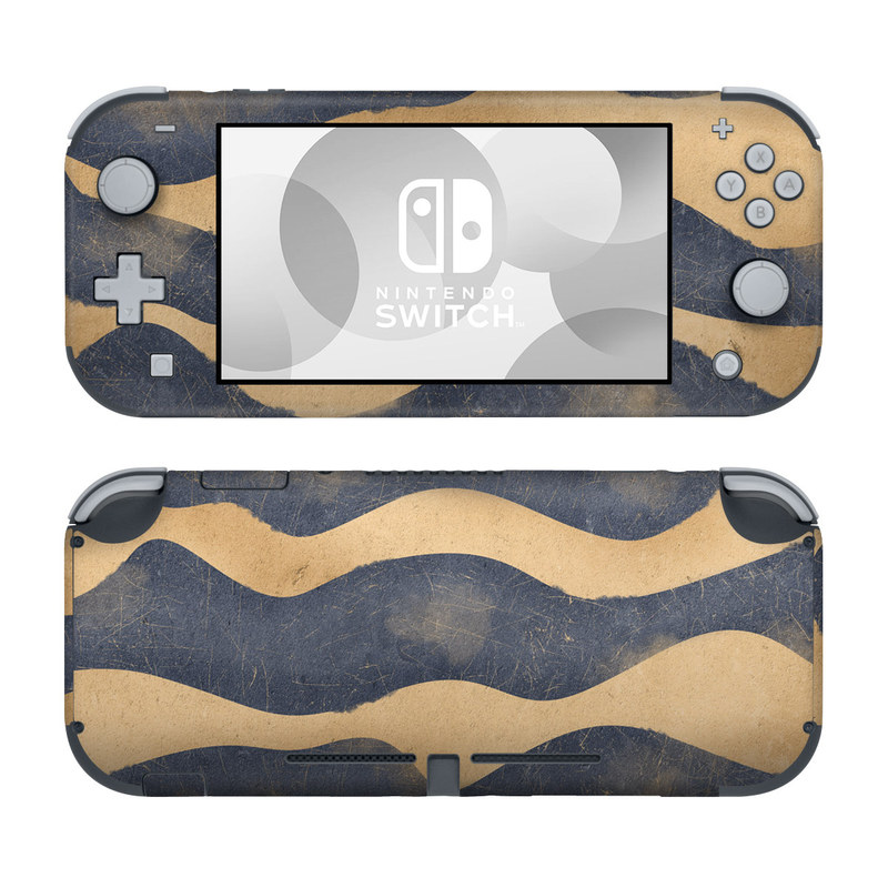 Nintendo Switch Lite Skin design of Art, Painting, Pattern, Font, Landscape, Dune, Illustration, Aeolian landform, Sand, Visual arts, with blue, brown colors