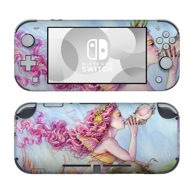 Nintendo Switch Lite Skin design of Cg artwork, Mythology, Illustration, Fictional character, Watercolor paint, Art, Painting, Plant, Mythical creature, with blue, pink, purple, green, gray colors