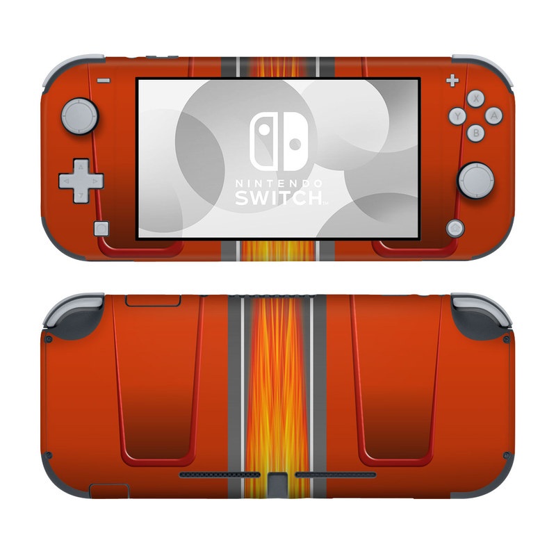 Nintendo Switch Lite Skin design of Orange, Red, Line, Material property, Rectangle, Automotive lighting, with red, black, orange, gray colors