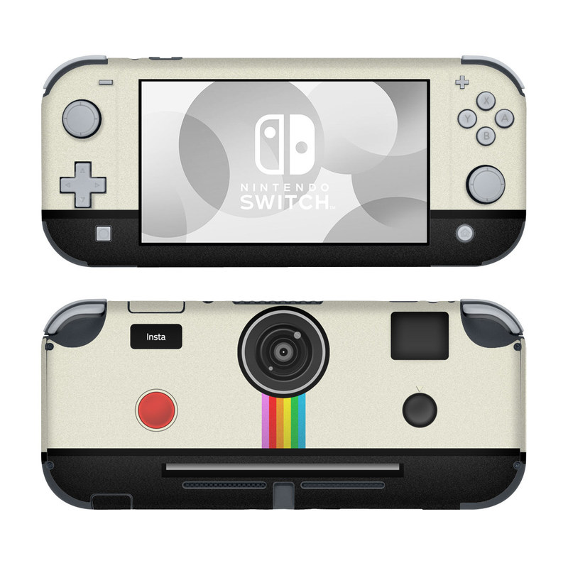 Nintendo Switch Lite Skin design of Cameras & optics, Camera, Technology, Circle, Electronic device, Electronics, Colorfulness, with gray, black, red colors