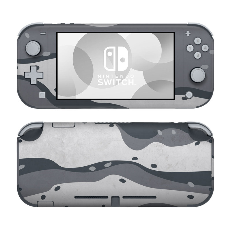 Nintendo Switch Lite Skin design of White, Pattern, Water, Design, Illustration, Black-and-white, Metal, Drawing, Style, with black, white, gray colors
