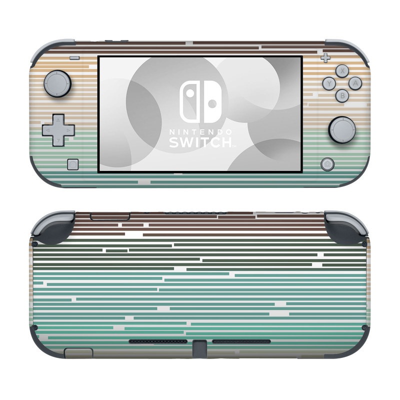 Nintendo Switch Lite Skin design of Line, Parallel, Pattern, with blue, brown, yellow, orange colors
