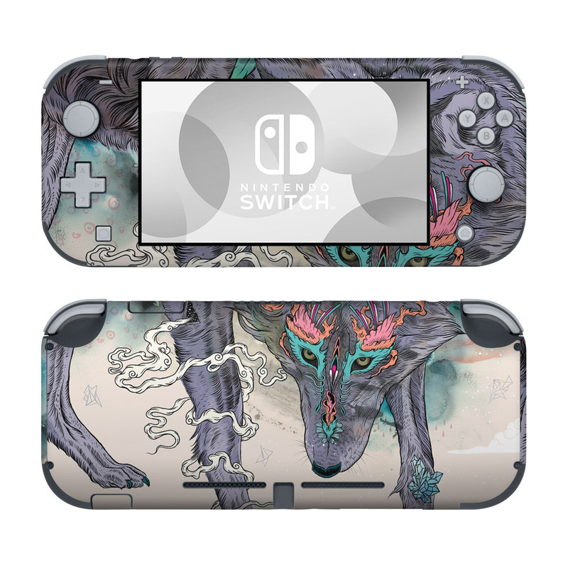 Nintendo Switch Lite Skin design of Illustration, Boar, Art, Drawing, Fictional character, Sketch, Suidae, with gray, pink, black, blue, yellow colors