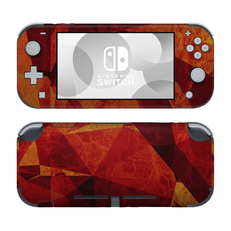 Nintendo Switch Lite Skin design of Orange, Red, Yellow, Triangle, Pattern, Amber, Design, Art, Visual arts, Modern art, with black, orange, yellow colors