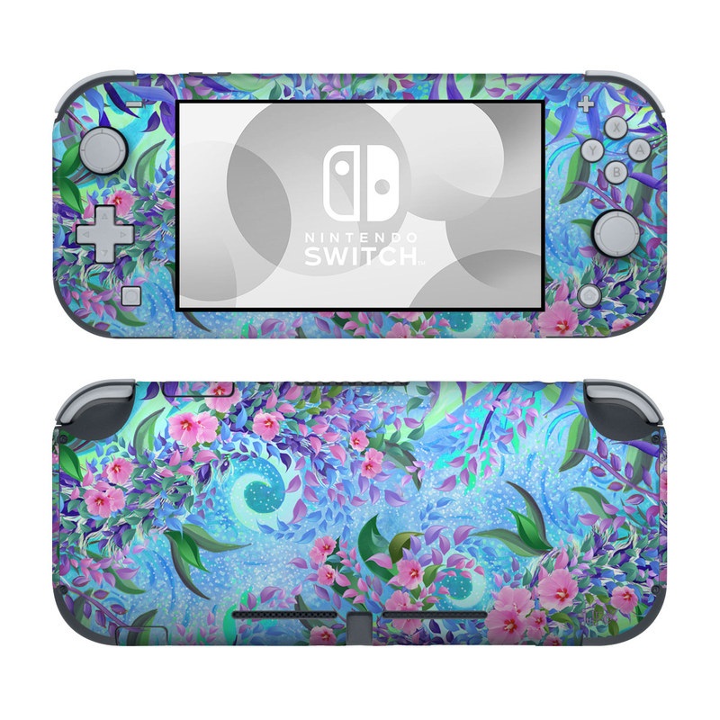 Nintendo Switch Lite Skin design of Psychedelic art, Pattern, Lilac, Purple, Art, Pink, Design, Fractal art, Visual arts, Organism, with gray, blue, purple colors
