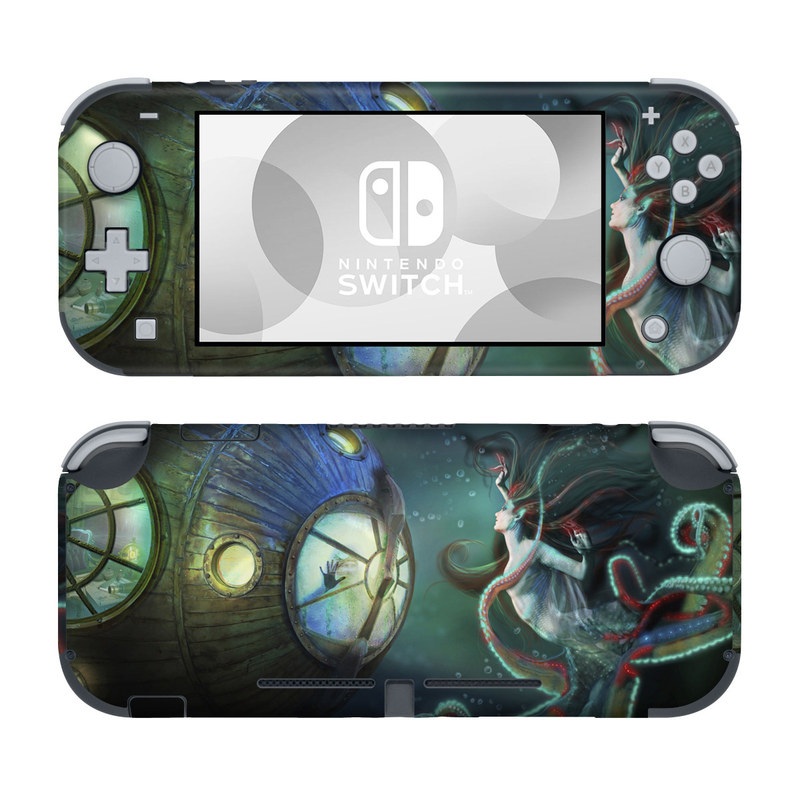Nintendo Switch Lite Skin design of Cg artwork, Illustration, Art, Fictional character, Fiction, Space, Fractal art, Graphic design, Mythology, Graphics, with black, gray, blue, green colors