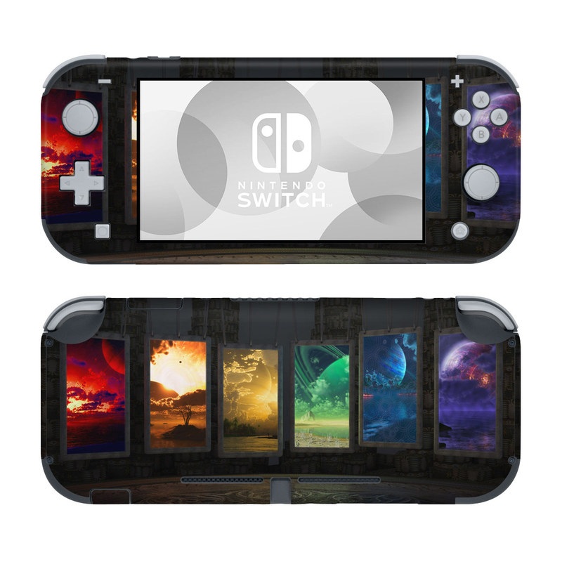 Nintendo Switch Lite Skin design of Light, Lighting, Water, Sky, Technology, Night, Art, Geological phenomenon, Electronic device, Glass with black, red, green, blue colors