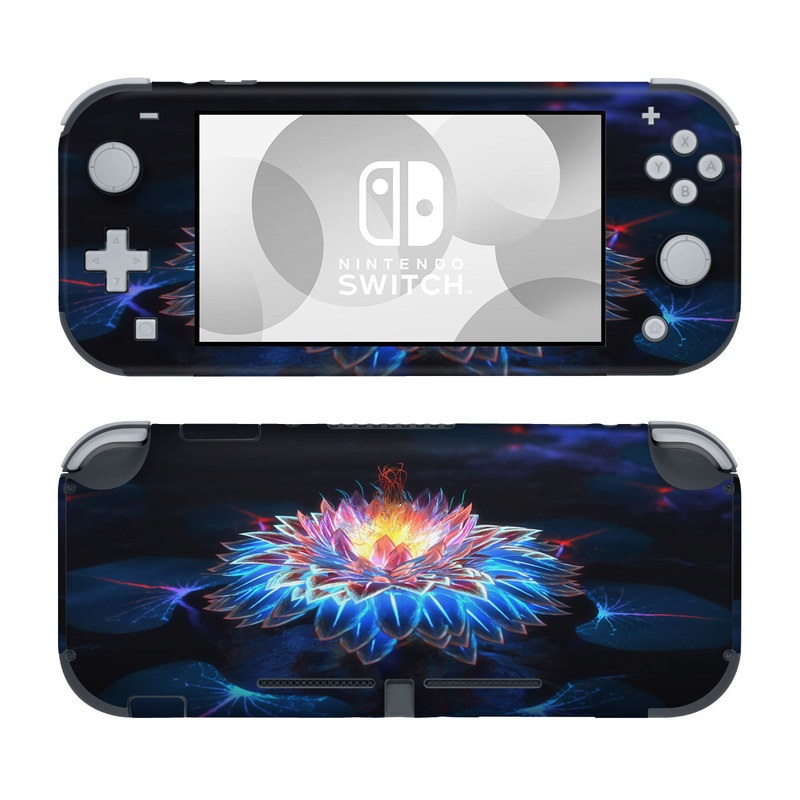 Nintendo Switch Lite Skin design of Water, Light, Fractal art, Organism, Electric blue, Aquatic plant, Darkness, Plant, Art, Space, with black, blue, gray colors