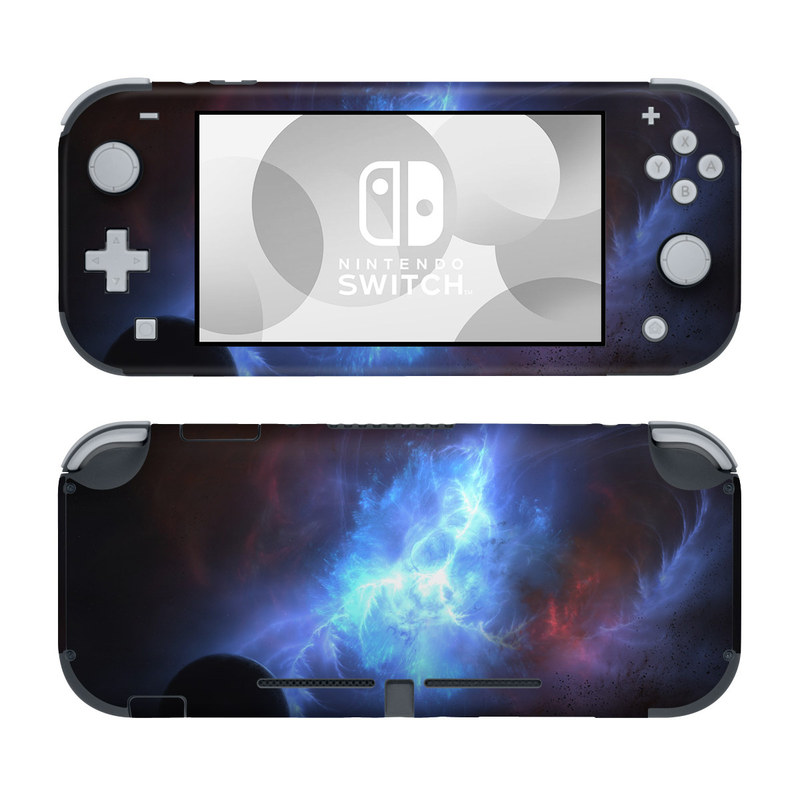 Nintendo Switch Lite Skin design of Sky, Atmosphere, Outer space, Space, Astronomical object, Fractal art, Universe, Electric blue, Art, Organism, with black, blue, purple colors