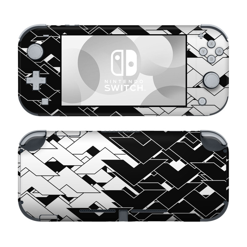 Nintendo Switch Lite Skin design of Pattern, Black, Black-and-white, Monochrome, Monochrome photography, Line, Design, Parallel, Font, with black, white colors