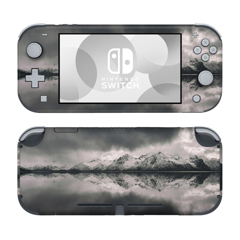 Nintendo Switch Lite Skin design of Sky, Cloud, Nature, Reflection, Water, Atmospheric phenomenon, Daytime, Black-and-white, Atmosphere, Calm, with white, black, gray colors