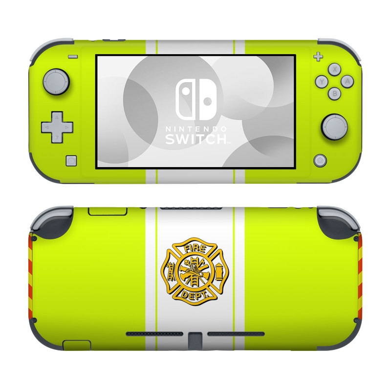 Nintendo Switch Lite Skin design of Yellow, Line, Font, Military rank, with white, green, red, yellow colors