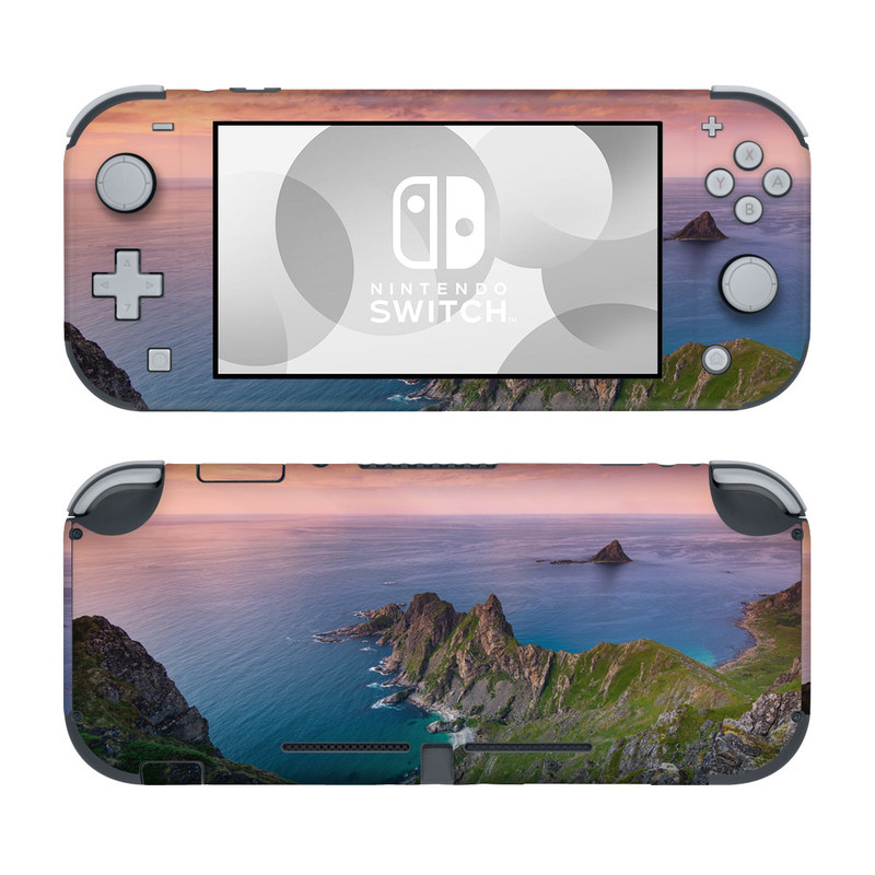 Nintendo Switch Lite Skin design of Body of water, Nature, Sky, Coast, Sea, Headland, Natural landscape, Promontory, Coastal and oceanic landforms, Cliff, with red, orange, green, blue, yellow colors
