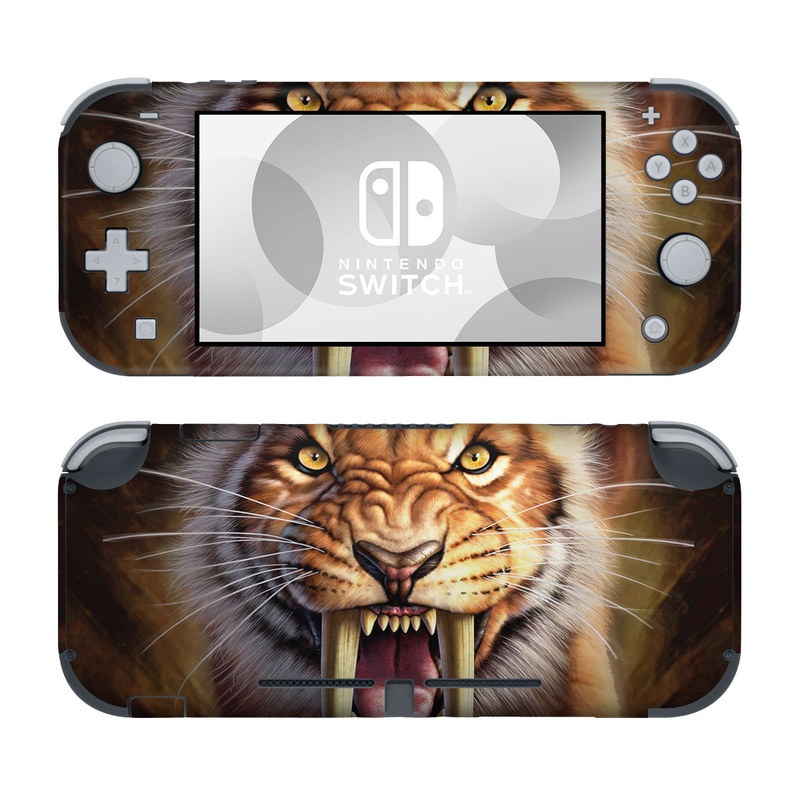 Nintendo Switch Lite Skin design of Roar, Felidae, Facial expression, Wildlife, Whiskers, Bengal tiger, Carnivore, Snout, Big cats, Fang, with black, orange, yellow, white colors