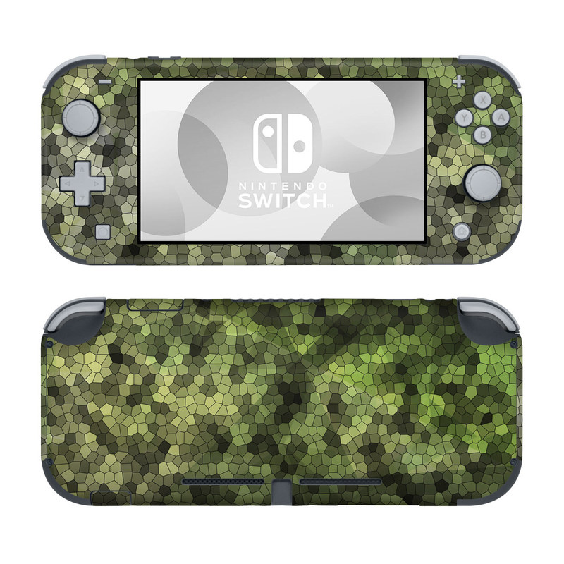Nintendo Switch Lite Skin design of Green, Grass, Leaf, Plant, Pattern, Groundcover, with black, white, green, gray colors