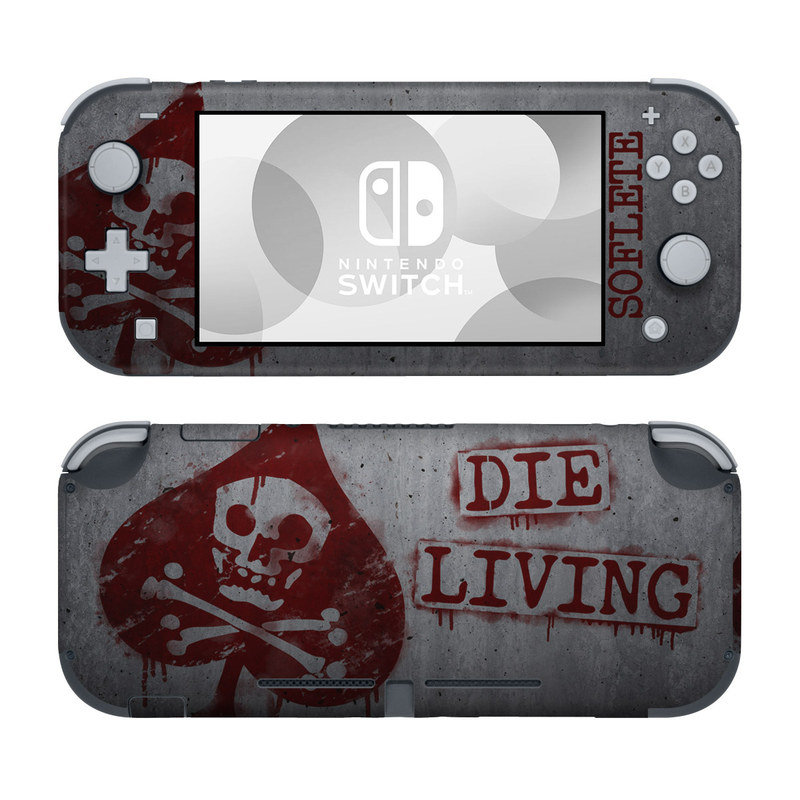 Nintendo Switch Lite Skin design of Red, Street art, Art, Font, Wall, Graffiti, Visual arts, Illustration, Graphics, Logo, with gray, red colors
