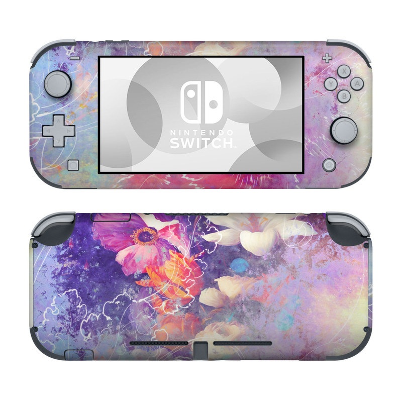 Nintendo Switch Lite Skin design of Purple, Violet, Pink, Graphic design, Illustration, Sky, Art, Design, Watercolor paint, Graphics, with purple, white, red, orange, blue colors