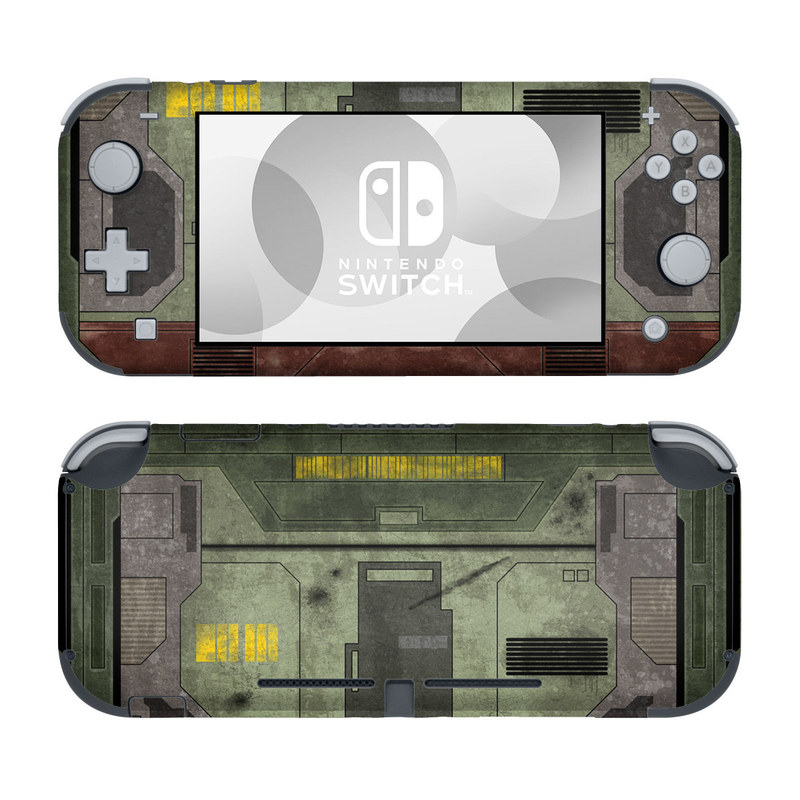 Nintendo Switch Lite Skin design of Rectangle, Screenshot, Font, Wood, Pattern, Symmetry, Machine, Gas, Parallel, Engineering, with red, green, yellow, black, gray, white colors