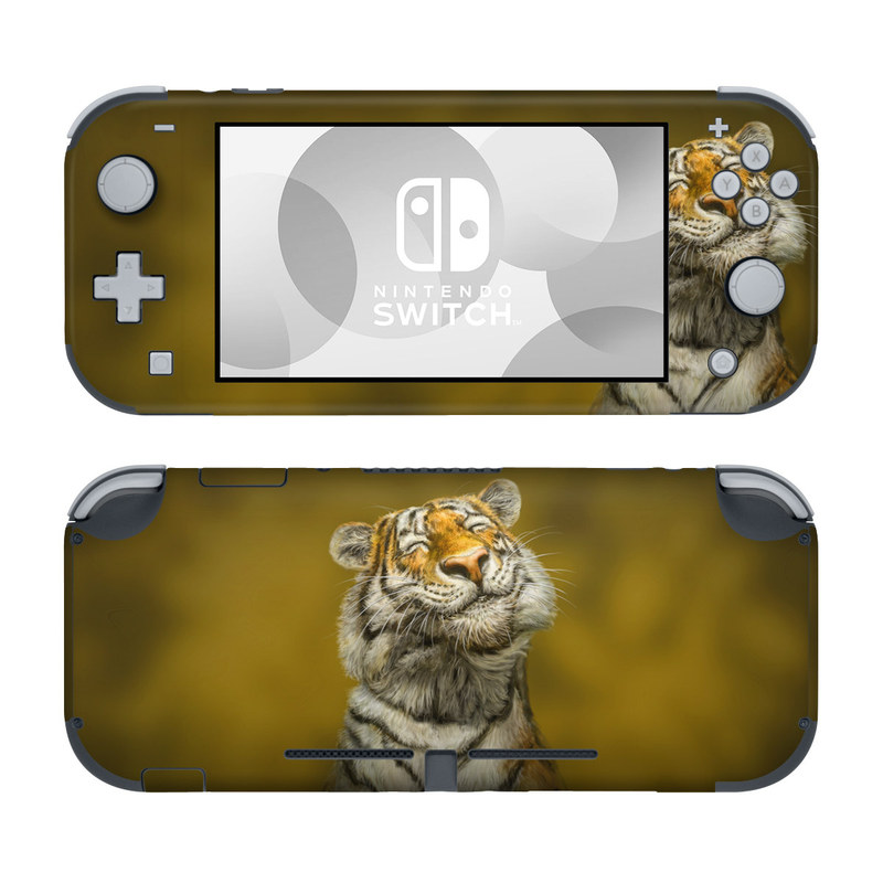 Nintendo Switch Lite Skin design of Tiger, Vertebrate, Bengal tiger, Mammal, Wildlife, Siberian tiger, Terrestrial animal, Felidae, Snout, Whiskers, with black, white, orange, yellow colors