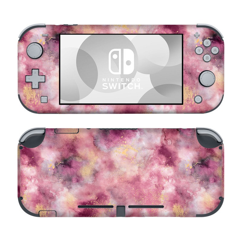 Nintendo Switch Lite Skin design of Purple, Pink, Magenta, Pattern, Plant, Art, Flower, Peach, Event, Petal, with white, black, red, purple, yellow, pink colors