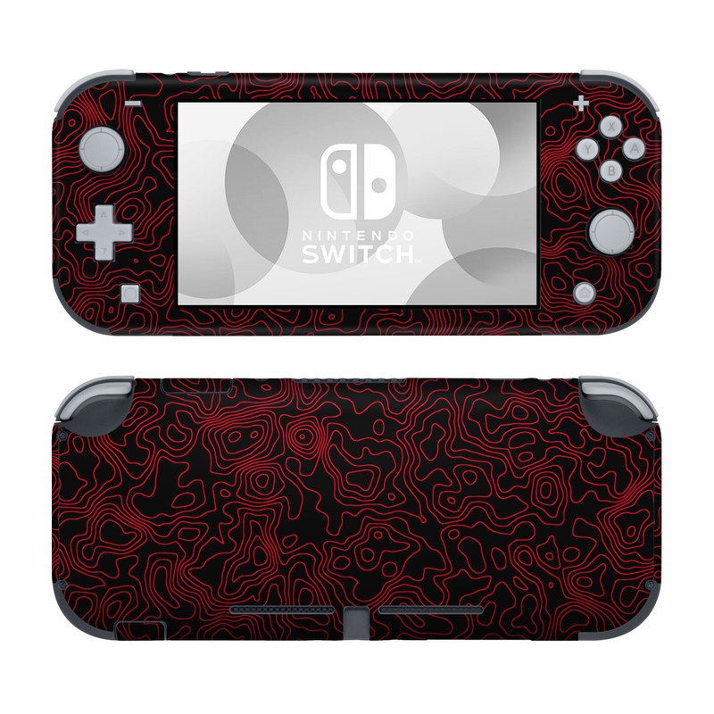 Nintendo Switch Lite Skin design of Pink, Art, Motif, Magenta, Font, Pattern, Symmetry, Rectangle, Circle, Electric blue, with black, red colors