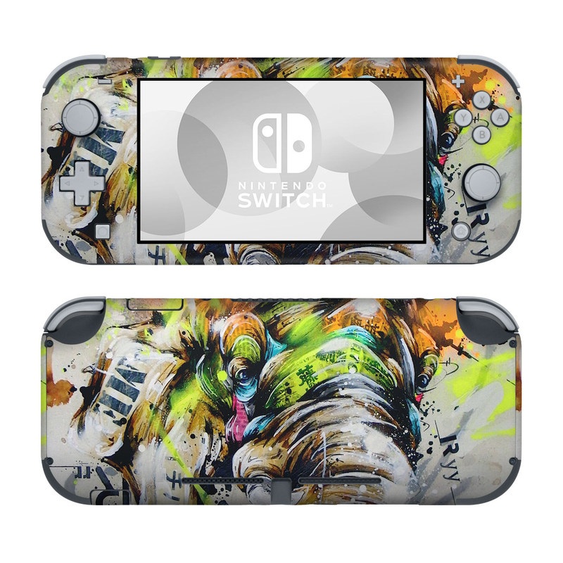 Nintendo Switch Lite Skin design of Watercolor paint, Graphic design, Illustration, Acrylic paint, Art, Modern art, Painting, Visual arts, Paint, Graphics, with gray, black, green, red, blue colors