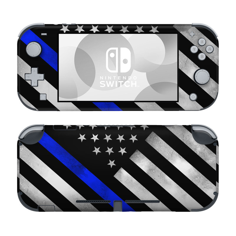Nintendo Switch Lite Skin design of Flag of the united states, Flag, Cobalt blue, Pattern, Line, Black-and-white, Design, Monochrome, Electric blue, Parallel, with black, white, gray, blue colors