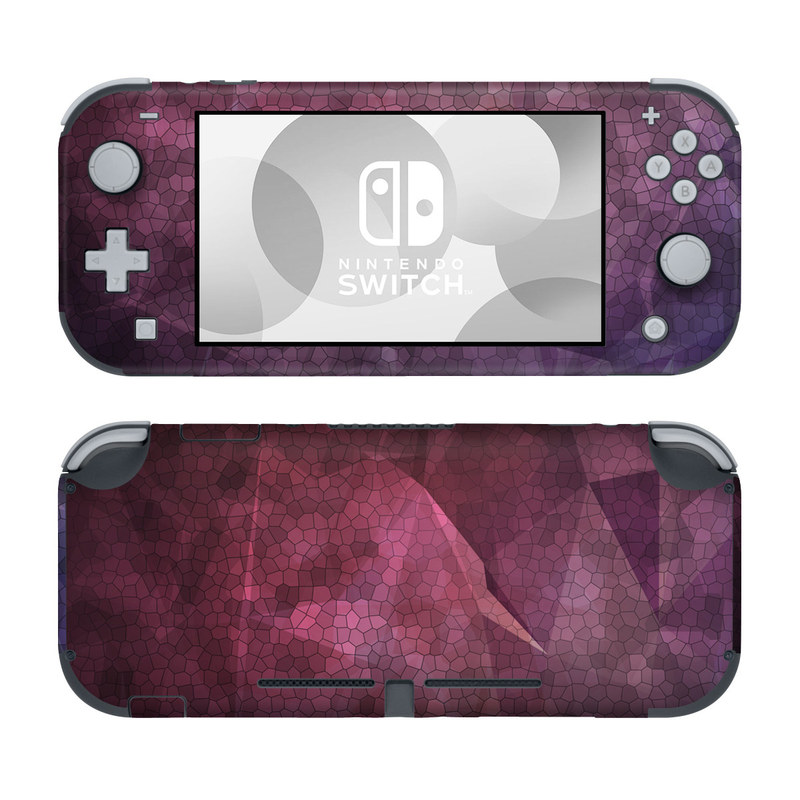 Nintendo Switch Lite Skin design of Purple, Sky, Red, Violet, Pink, Pattern, Design, Triangle, Line, Magenta, with black, red, purple, pink, white colors