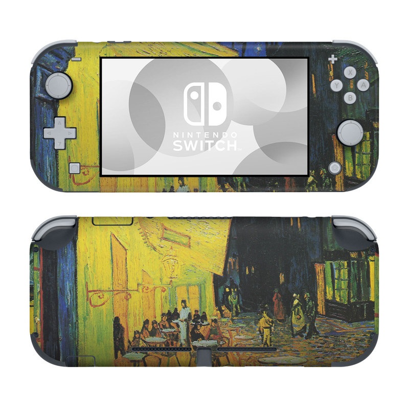 Nintendo Switch Lite Skin design of Painting, Art, Yellow, Watercolor paint, Illustration, Modern art, Visual arts, Street, Infrastructure, Tree, with green, black, blue, gray, red colors