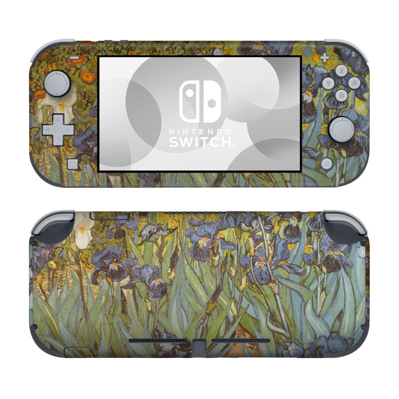 Nintendo Switch Lite Skin design of Painting, Plant, Art, Flower, Iris, Modern art, Perennial plant, with gray, green, black, red, blue colors
