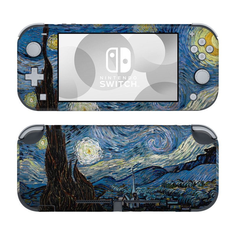 Nintendo Switch Lite Skin design of Painting, Purple, Art, Tree, Illustration, Organism, Watercolor paint, Space, Modern art, Plant with gray, black, blue, green colors