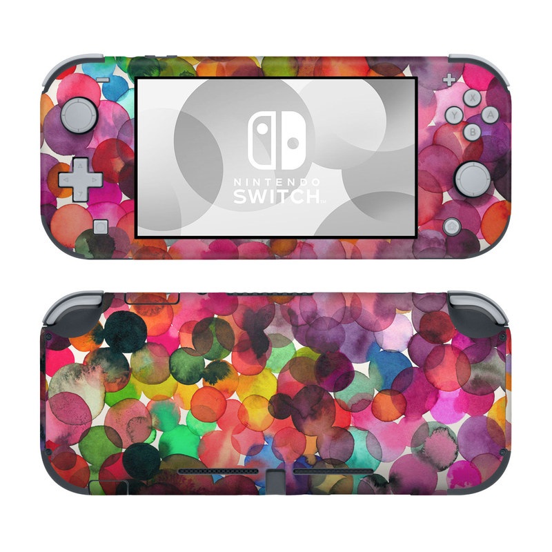 Nintendo Switch Lite Skin design of Colorfulness, Fashion accessory, with red, white, pink, purple, blue, green, black, yellow, orange colors