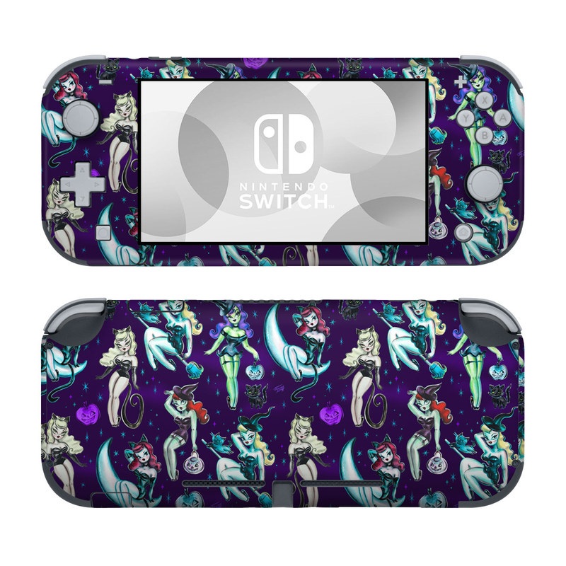 Nintendo Switch Lite Skin design of Illustration, Cartoon, Violet, Art, Fictional character, Graphic design, Fiction, Visual arts, Style, Graphics, with blue, green, white, yellow, red, purple colors