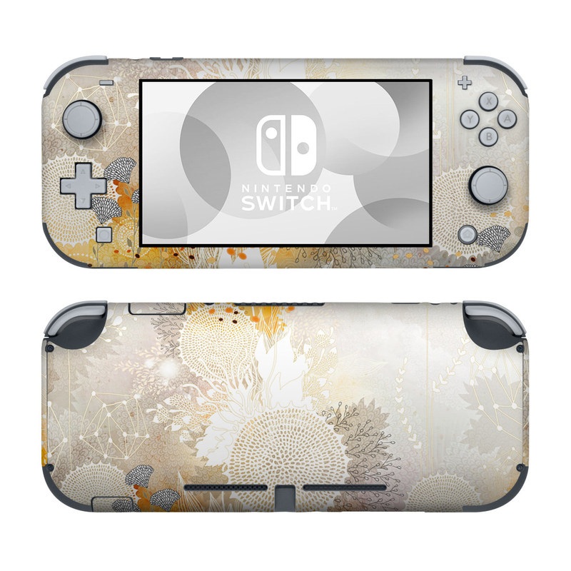Nintendo Switch Lite Skin design of Pattern, Floral design, Flower, Plant, Illustration, camomile, Wildflower, Art, with gray, yellow, pink, white, green colors