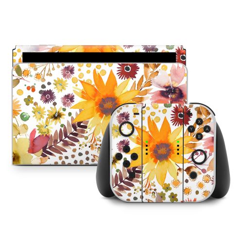 Summer Watercolor Sunflowers Nintendo Switch Skin