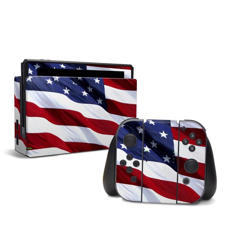 Nintendo Switch Skin design of Flag, Flag of the united states, Flag Day (USA), Veterans day, Memorial day, Holiday, Independence day, Event with red, blue, white colors