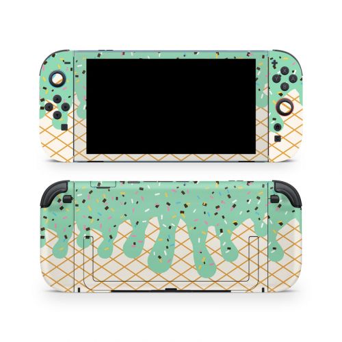 Mint Chocolate Chip Ice Cream Drip Nintendo Switch 2 Skin