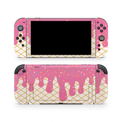 Strawberry Ice Cream Drip Nintendo Switch 2 Skin