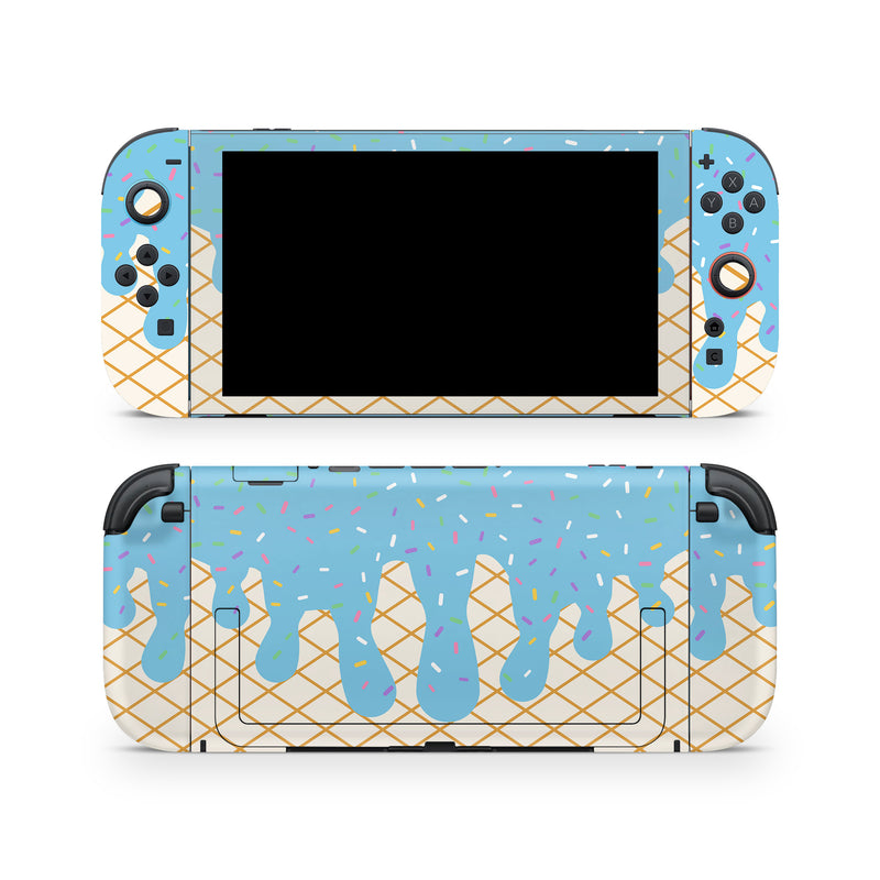 Nintendo Switch 2 Skin design, with white, brown, yellow, green, pink, orange, blue colors