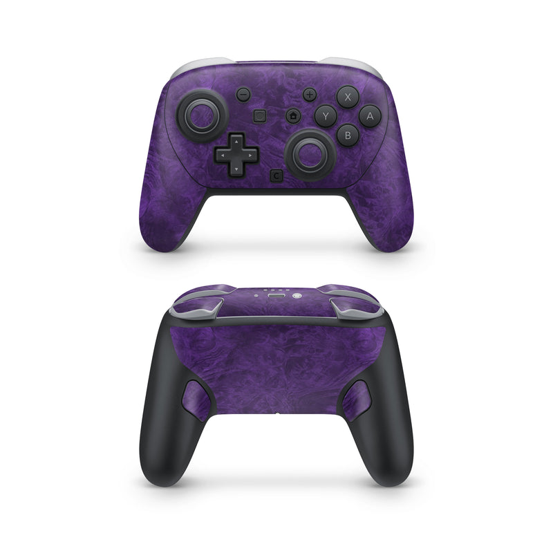 Nintendo Switch 2 Pro Controller Skin design of Violet, Purple, Lilac, Pattern, Magenta, Textile, Wallpaper, with black, blue colors