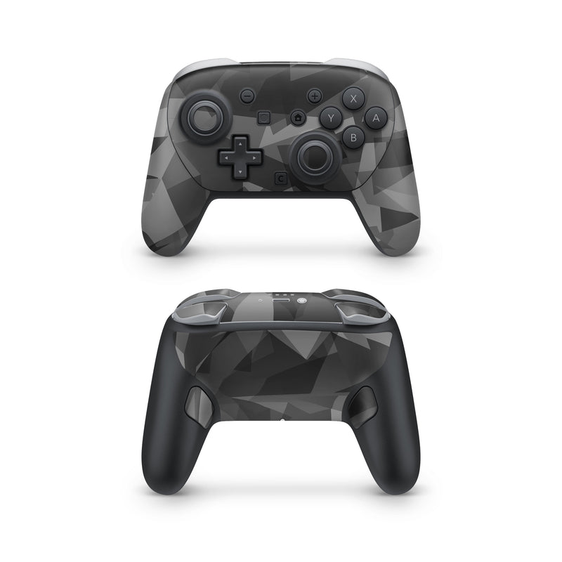 Nintendo Switch 2 Pro Controller Skin design of Black, Pattern, Triangle, Black-and-white, Monochrome, Grey, Design, Line, Architecture, Monochrome photography, with black, gray colors