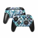 Blue Ink Floral Nintendo Switch Pro Controller Skin