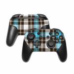 Turquoise Plaid Nintendo Switch Pro Controller Skin