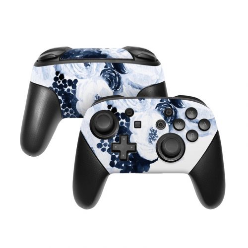 Blue Blooms Nintendo Switch Pro Controller Skin