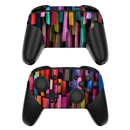 Colorful Brushstrokes Black Nintendo Switch Pro Controller Skin