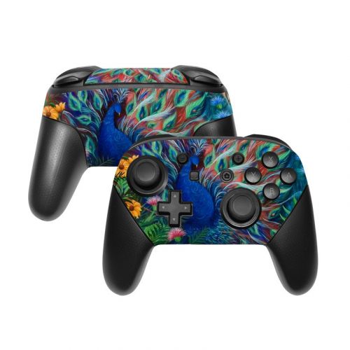 Coral Peacock Nintendo Switch Pro Controller Skin