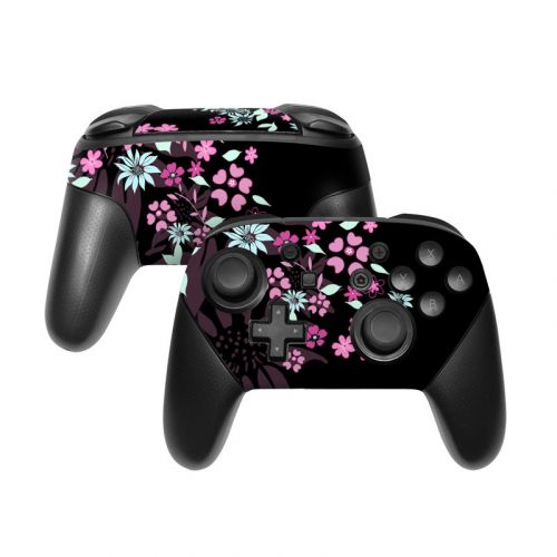 Dark Flowers Nintendo Switch Pro Controller Skin