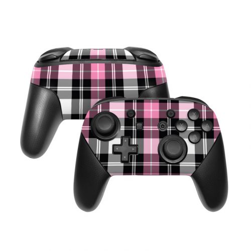 Pink Plaid Nintendo Switch Pro Controller Skin