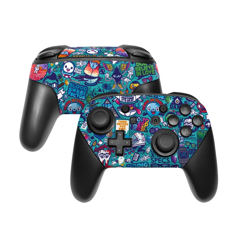 Nintendo Switch Pro Controller Skin design of Art, Visual arts, Illustration, Graphic design, Psychedelic art, with blue, black, gray, red, green colors